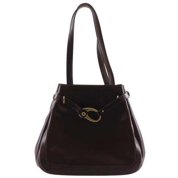 Bally tote bag leather brown A5 size open type women's.